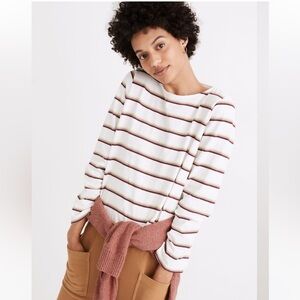 Madewell Cotton Boatneck Long Sleeve Tee in Lighthouse Stripe